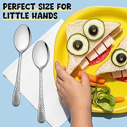 E-far Stainless Steel Kids Spoons, 6PCS for Toddler Preschooler Children - size: Spoon x 6, style: Hammered