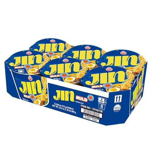 OTOKI JIN RAMEN MILD, KOREAN STYLE INSTANT NOODLE, RICH FLAVOR, Instant Bowl Ramen, Best tasting ramyun, Traditional gourmet taste [6 BOWL] (110gX6)-1 BOX, (MICROWAVE SAFE)