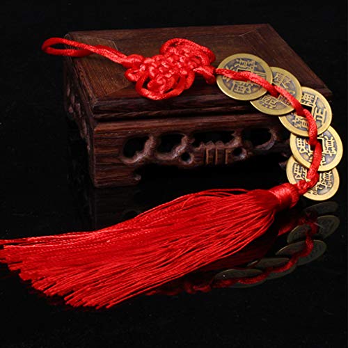 Brass Feng Shui Money Frog Three Legged Wealth Traditional Frog Money Toad Statue with Set of 5 Lucky Charm Ancient Coins on Red String Home Car Fengshui Decor (B1 Money Frog) - color: B1 Money Frog
