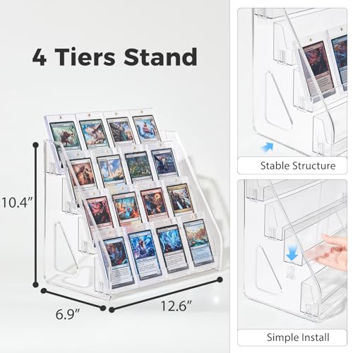 DEEIF 4 Tier Acrylic Trading Card Display Stand, Holds 16 Cards, 1 Pack - size: 4 Tier, 1 Pack