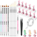 YOOVR 20-In-1 Nail Art Tools with Nail Stand Holder for Press on Painting - size: 15 PCS