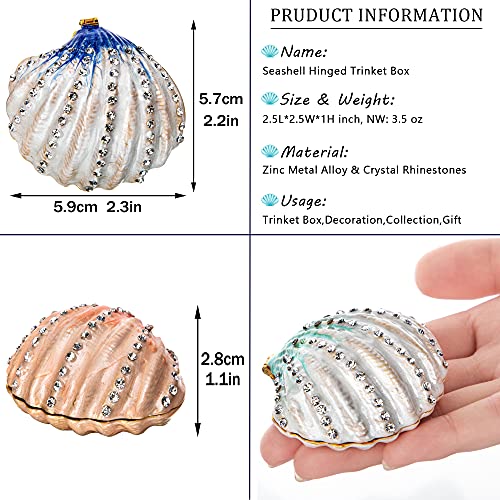 YU FENG 2.3 Inch Seashell Trinket Box Hinged Jewelry Box Figurine - color: Shell-1