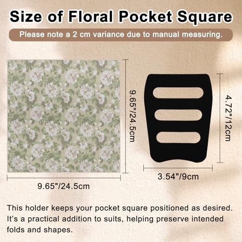 Cotton Floral Handkerchiefs for Men Wedding Evening Daily Work Prom - color: Green,white,cream