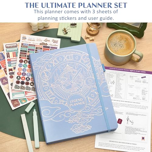 Legend Planner Undated, Weekly & Daily Goal Journal, A4 Periwinkle Gold - color: Periwinkle Gold (Undated), size: A4 (8.2'' x 11'')