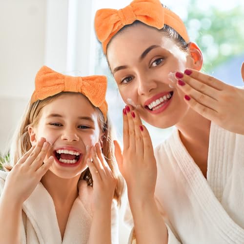 10 Pack Cute Orange Soft Microfiber Spa Headbands for Women & Girls - color: Orange