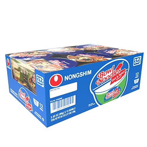 Nongshim Ramen Noodles, Gourmet Instant Ramen bowl, Premium Microwavable Noodle Soup, Hot & Spicy, 3.03 Ounce (Pack of 24) - size: 3.03 Ounce (Pack of 24)