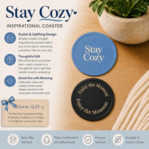 HiramWare Silicone Coasters Set of 6, Premium Drink Coaster with Holder, Non-Slip, Non-Stick, Dishwasher Safe, Perfect for Hot and Cold Drinks, Protect Your Desks and Tables(3 Morandi Blue + 3 Black) - color: 3 Morandi Blue + 3 Black