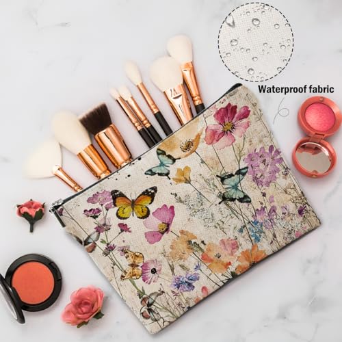 Floral Butterfly Makeup Bag, Butterfly Gifts Cosmetic Bags Travel Pouch - color: Multicolor 0152