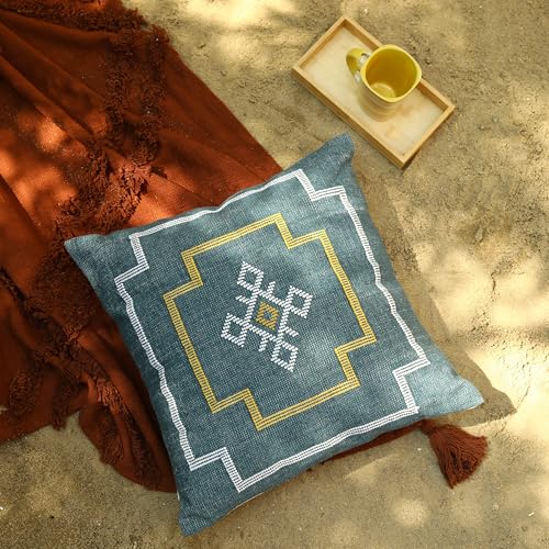 Trade Star Handwoven Kilim Cushion Cover Farmhouse Cushion Case Tribal Beautiful Highly Sustainable Sofa Pillow Case Sabra Kilim Pillow Cover for Home Decor 18x18 Inches - color: Pattern -19