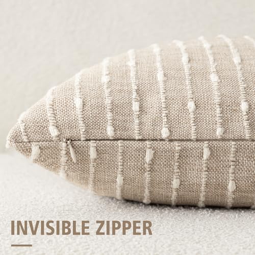 Foindtower Decorative Striped Boucle Throw Pillow Cover 18x18 Natural Beige - color: Natural Beige, size: 18" x 18" (Pack of 2)