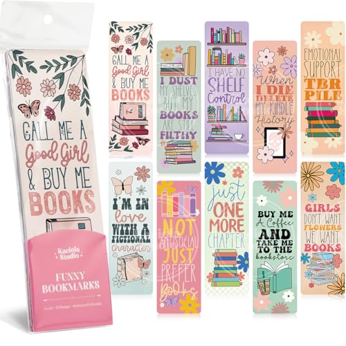 Kaciola Studio10 PCS Booklovers Cute Bookmarks, Funny Bookmarks for Women, Double Sided Bookworm Design Book Lovers Gifts,Book Accessories for Women Men Students Teachers Reading - color: Book Lovers
