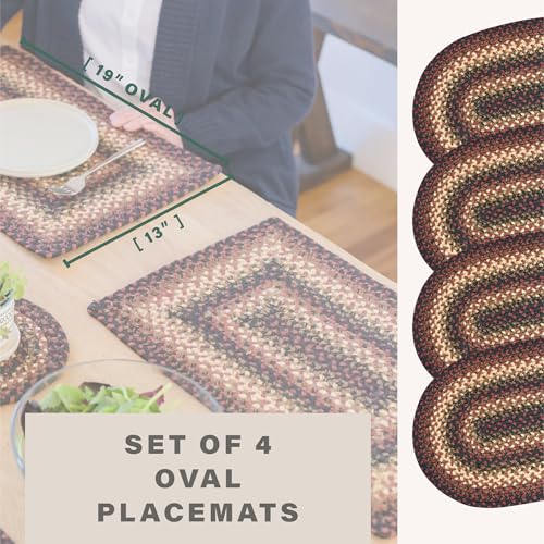 Homespice Prescott Jute Braided Placemats, Oval 13x19 Set of 4 - color: Prescott