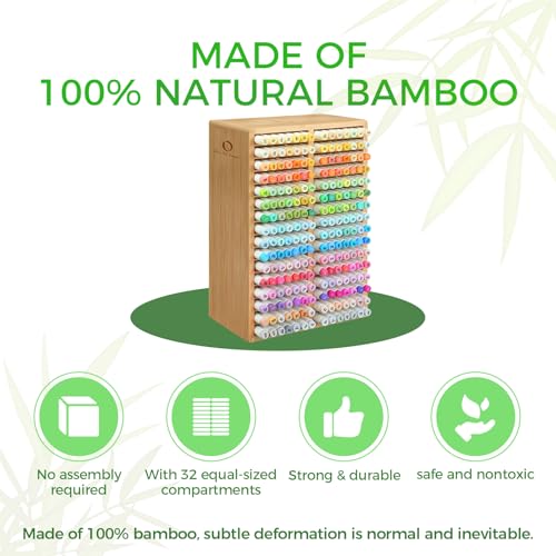 Ohuhu Bamboo Marker Organizer Hold 224 Markers for Honolulu Oahu Series - style: Rounded Corner Hold 224 Markers