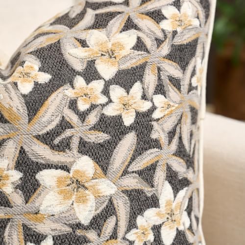 Aeckself Neutral Floral Pillow Cover 12 x 20 Inch, Vintage Chenille Rectangle Throw Pillow Cover Soft Home Decorative Farmhouse Accent Couch Pillow Cover for Living Room Bedroom, Grey - color: Grey, size: 20" x 12" (Pack of 1)
