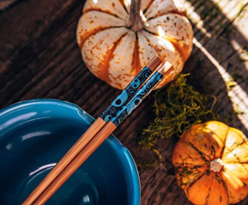 Disney The Nightmare Before Christmas Jack Skellington and Friends Japanese Ceramic Dinnerware Set | Includes 20-Ounce Ramen Noodle Bowl and Wooden Chopsticks - color: Jack Skellington and Friends