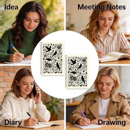 2 Pcs Gothic Crow A5 Spiral Notebook, Witch Journal Notebook for Women - color: Multicolour 0202