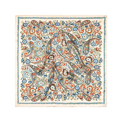 100% Mulberry Silk Scarf - 21" Square Lightweight Neckerchief, Gift Packed - color: White-4