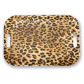 Serving Trays with Handles, 14.5 x 9.8 inch Rectangular Plastic Tray for Restaurant, Kitchen, Brown Leopard - color: Brown Leopard