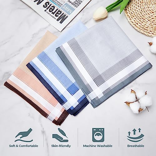 Ohuhu Handkerchiefs for Men, 12PCS 100% Cotton Classic Pocket Squares Set, Gift - color: Blue&grey&brown, size: 16'' x 16''