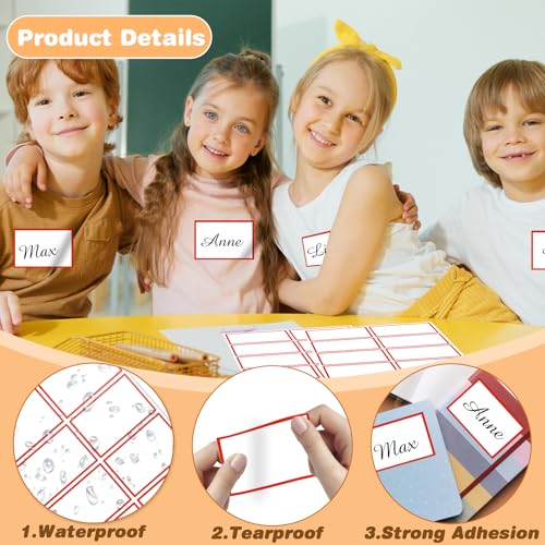 Starboling Name Tag Stickers,200 Pcs 3"x2" Red Plain Name Tag Stickers Colorful Border Name Tag Labels,for Office,Meeting,School and Home（Red） - color: Red Rectangle