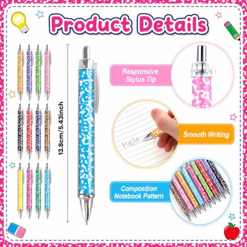 Wiooffen 72 Pcs Composition Notebook Gift Bulk A6 Welcome Back Marble Journal Spiral Notepads with Ballpoint Pens Inspirational Stationery for Office Supplies Teachers Daily Planner and Organizer
