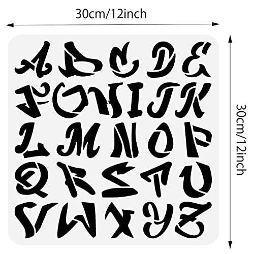 BENECREAT Graffiti Letters Pattern Plastic Painting Stencils, 12x12inch - color: Graffiti Letters