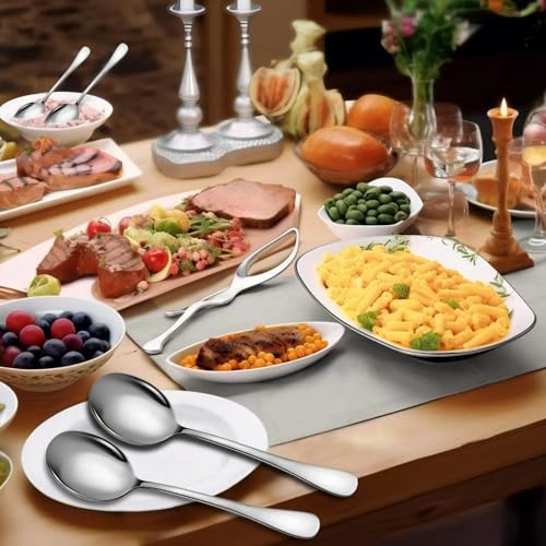 Serving Spoons Set, 8PCS, 10-Inch, Includes 8 Large Spoons - color: Silver, size: 8 Pieces (Large Only)