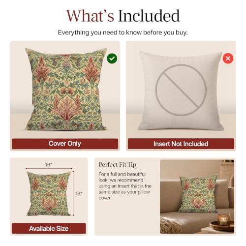 William Morris Snakeshead Tapestry Throw Pillow Cover 16 x 16 in - color: Snakeshead