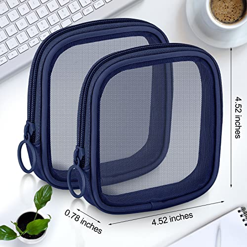 Weewooday 4Pcs Mesh Makeup Bag, Navy Blue, Small, Classic - color: Navy Blue, size: Small, style: Classic