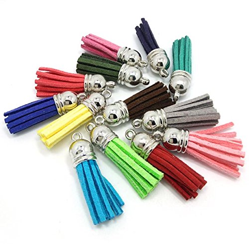 100Pcs Suede Handmade Mini Tassels, Colorful Assorted Color Tassels for Earrings (09) - color: 09