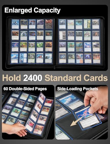 20-Pocket Zipper Binder for 2400 Trading Cards with 60 Side-Loading Pages - size: XL++
