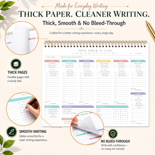 Weekly To Do List Notepad with Habit Tracker, 8.5" x 11" - color: White