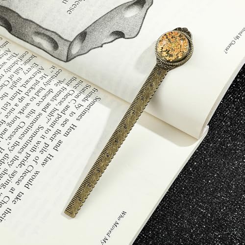 Vintage Dried Flower Bookmark Ruler, Resin Encased for Book & Craft Lovers - color: 3pcs Style a