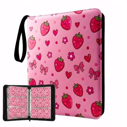 Card Binder 9 Pocket, Pink Cute, 900 Cards, PU Leather - color: Pink Cute