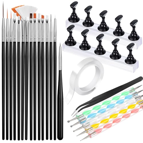 FANDAMEI Nail Art Tools, Nail Stuff, Nail Supplies, Nail Stand, Nail Brush - color: Black