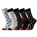 Mens Dress Socks, 5 Pair Combed Cotton Colorful Patterned Funny Crew Socks for Men Comfort - color: Crab