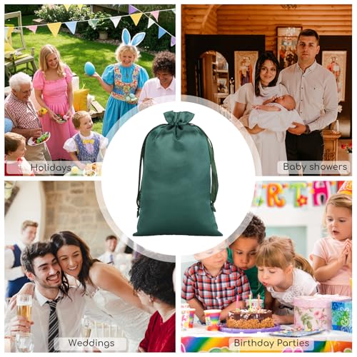 30Pcs Satin Gift Bags, 5x8 Green Cloth Drawstring Pouch - color: Green, size: 5×8 in