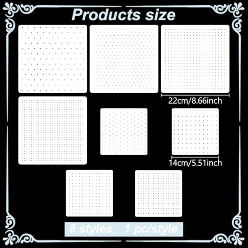 FREEBLOSS 8Pcs Sashiko Stencils Sashiko PET Template Dot Sewing Template for Hand Quilting Sashiko Patterns Templates Embroidery Stencils 2 Sizes 8.7’‘/5.5’‘ - style: Dot