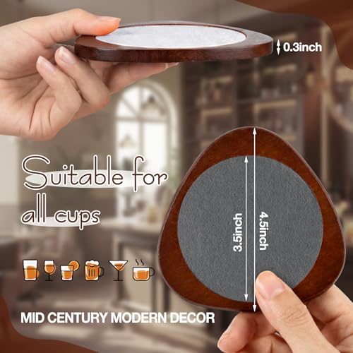 Newtay 6 Pcs Mid Century Modern Coasters Wood Absorbent Coaster,Light Gray - color: Light Gray