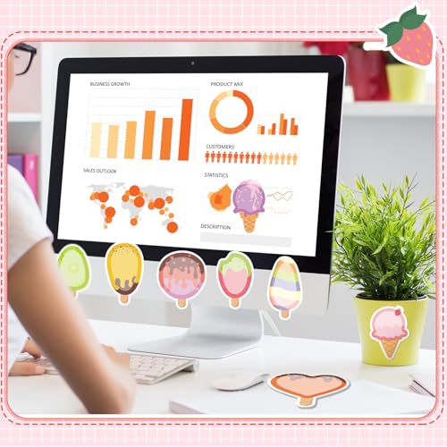 Yinder 24 Pads Ice Cream Sticky Notes Cute Kawaii Cartoon Self Adhesive - color: Multicolor, size: Ice Cream
