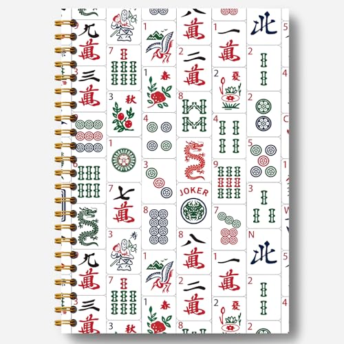 Mahjong Accessories Notebook, Mahjong Gifts for Women Journal, Gifts for Mahjong Players Journal, Mahjong Hardcover Spiral Notebooks 5.5x8.3 Inch - color: Section 1