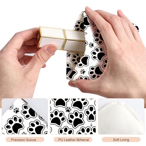 2Pcs PU Leather Small Squeeze Coin Purse Pouch Mini coin Bag Unique And Cute Wallet Cosmetic Bags Change Bag For Women Girls Men Black and white paw prints - color: Black and white paw prints