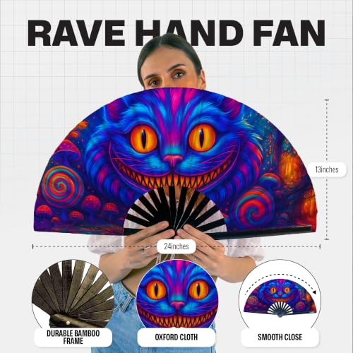 SoJourner Folding Rave Fan, Cheshire Cat - color: Cheshire Cat