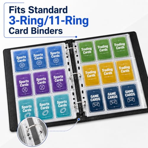 9 Pocket Page Protectors,Double-Sided Trading Card Sleeves for 11 Ring Binder,Acid-Free Baseball Cards Holder, Protective Pages Sheets for Collectible Games, Sports Cards(100PACK, Clear, Side-Loading) - color: Clear, size: Side-Loading
