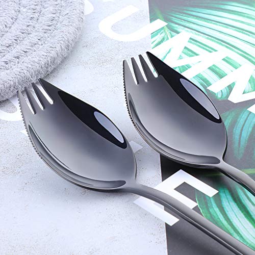 Buyer Star Sporks 6-pack 18/8 Stainless Steel Sporks for Everyday Household Use, 7.6-Inch / 1.6-Ounce/Ice Cream Spoon & Salad Forks, Fruit Appetizer Dessert (Black)