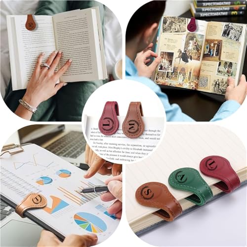 Personalized Magnetic Leather Bookmark, 26 Letters Book Mark Customized Initial Book Hoder Markers Cute Accessories Meaningful Gift for Wonmen Teachers, Book Lovers (U, Black) - color: Black, size: U
