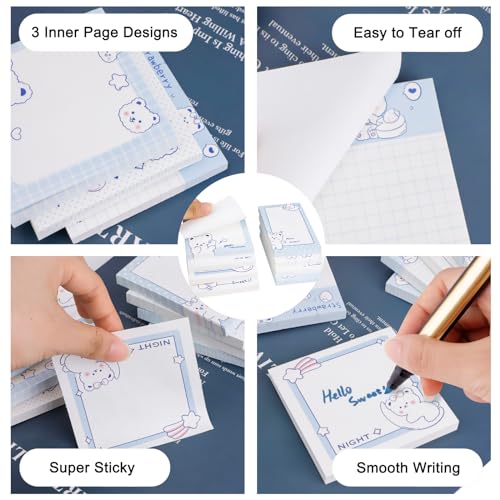 640 Pcs Cute Sticky Notes, Self-Stick Note Pads, Kawaii Memo Pads Lined, Funny Sticky Notes, List Notepads Set Bulk for School Office Home Supplies Teacher Students Planner Gifts