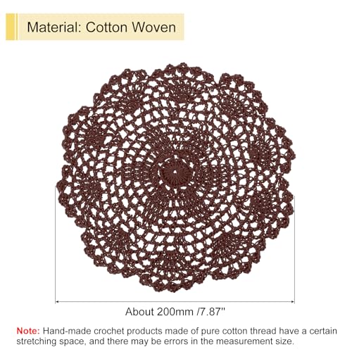 uxcell Lace Doilies, 4pcs 8" - Cotton Woven Round Crochet Coaster, Floral Design Fabric Handmade Placemat for Drink Wedding Party Decoration (Dark Chocolate) - color: Dark Chocolate