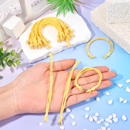 20Pcs Adjustable Braided Cords Bracelets Waxed Braided Thread Bracelets Handmade Half Finished Friendship Bracelet for DIY Women Jewelry Making Supplies (Gold) - color: Gold, size: 235mm