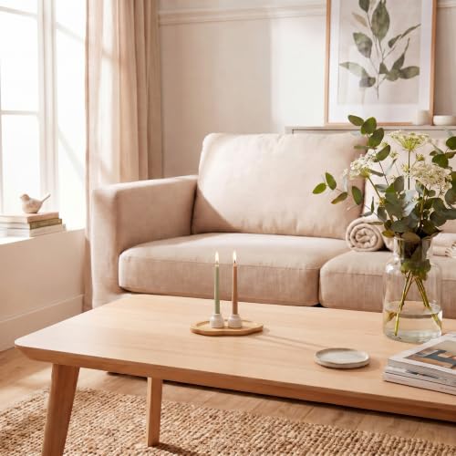 Rtteri Scalloped Serving Tray Small Bamboo Wood Tray for Bathroom 9.8 x 5.5 x 0.6 Inch Decorative Oval Wooden Display Plate for Candles Table Dining Room Living Room Vanity Home Decorations - color: Bamboo